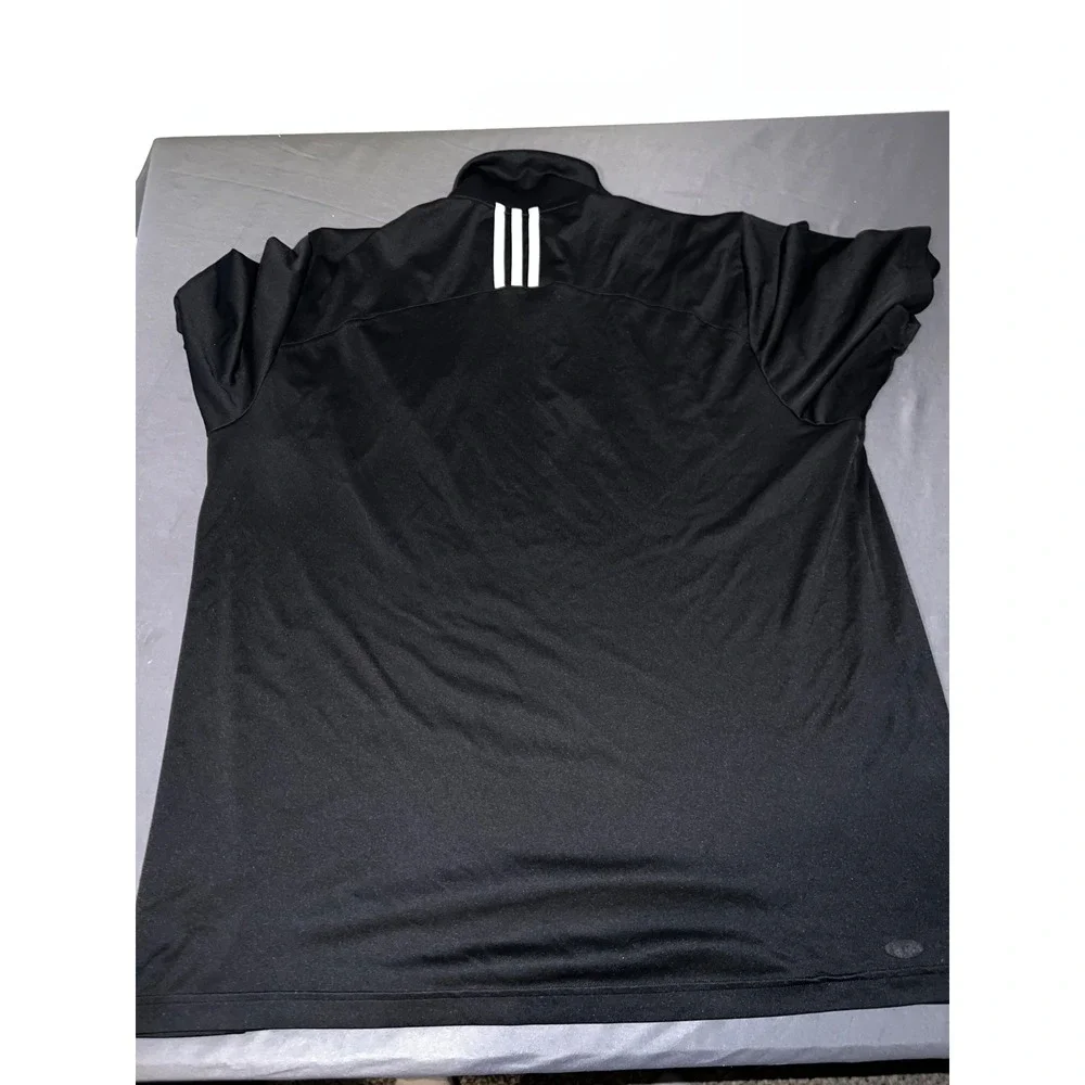 Adidas Mens Climalite Performance Polo Shirt Black Short Sleeve Logo Size L